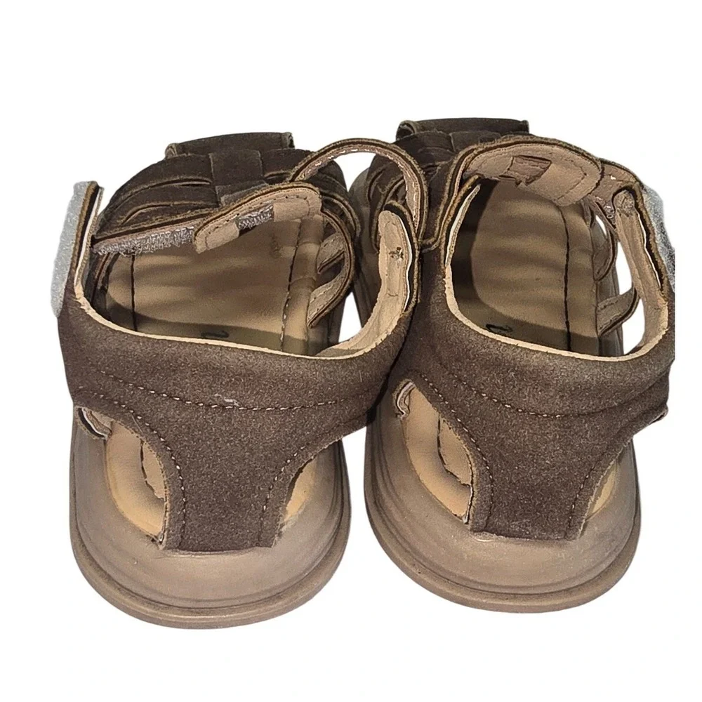 Fashion Kids Brown Faux‎ Suede Fisherman Sandals Hook and Loop Size 24 170